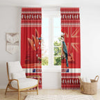Aussie Kookaburra Window Curtain Merry Christmas Red Style