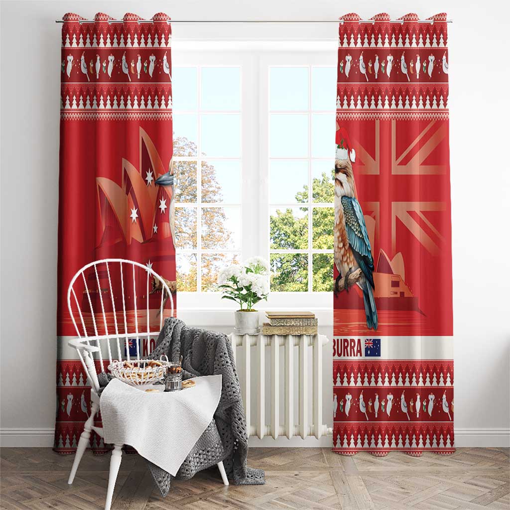 Aussie Kookaburra Window Curtain Merry Christmas Red Style