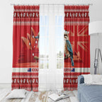 Aussie Kookaburra Window Curtain Merry Christmas Red Style