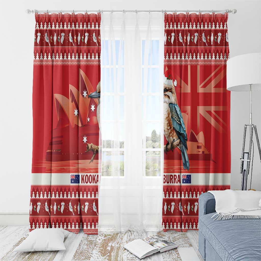Aussie Kookaburra Window Curtain Merry Christmas Red Style