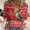 Aussie Kookaburra Women Casual Shirt Merry Christmas Red Style