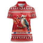 Aussie Kookaburra Women Polo Shirt Merry Christmas Red Style