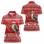 Aussie Kookaburra Women Polo Shirt Merry Christmas Red Style