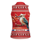 Aussie Kookaburra Women Sleeveless Polo Shirt Merry Christmas Red Style