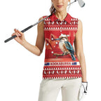 Aussie Kookaburra Women Sleeveless Polo Shirt Merry Christmas Red Style