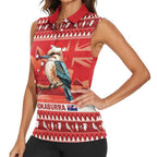 Aussie Kookaburra Women Sleeveless Polo Shirt Merry Christmas Red Style