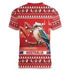 Aussie Kookaburra Women V-Neck T-Shirt Merry Christmas Red Style