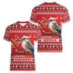 Aussie Kookaburra Women V-Neck T-Shirt Merry Christmas Red Style
