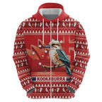 Aussie Kookaburra Zip Hoodie Merry Christmas Red Style