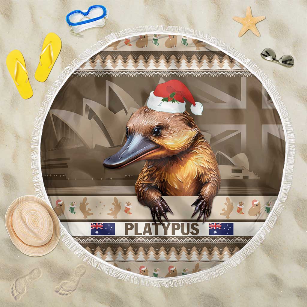 Aussie Platypus Beach Blanket Merry Christmas