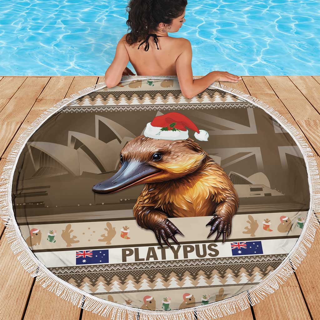 Aussie Platypus Beach Blanket Merry Christmas