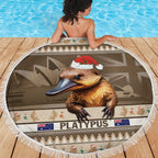 Aussie Platypus Beach Blanket Merry Christmas