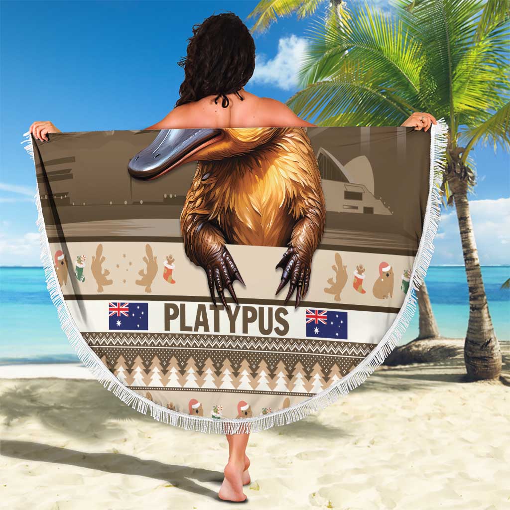 Aussie Platypus Beach Blanket Merry Christmas