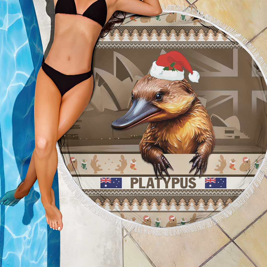 Aussie Platypus Beach Blanket Merry Christmas