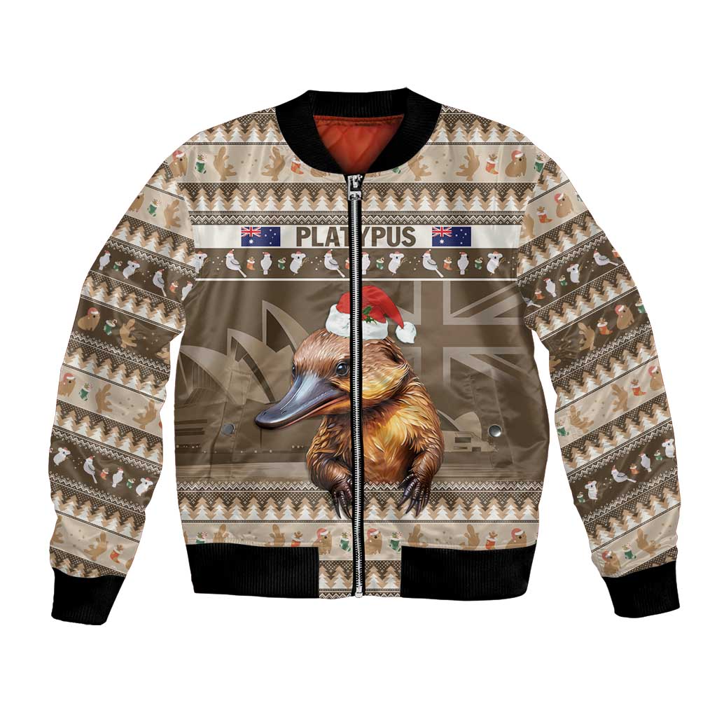 Aussie Platypus Bomber Jacket Merry Christmas
