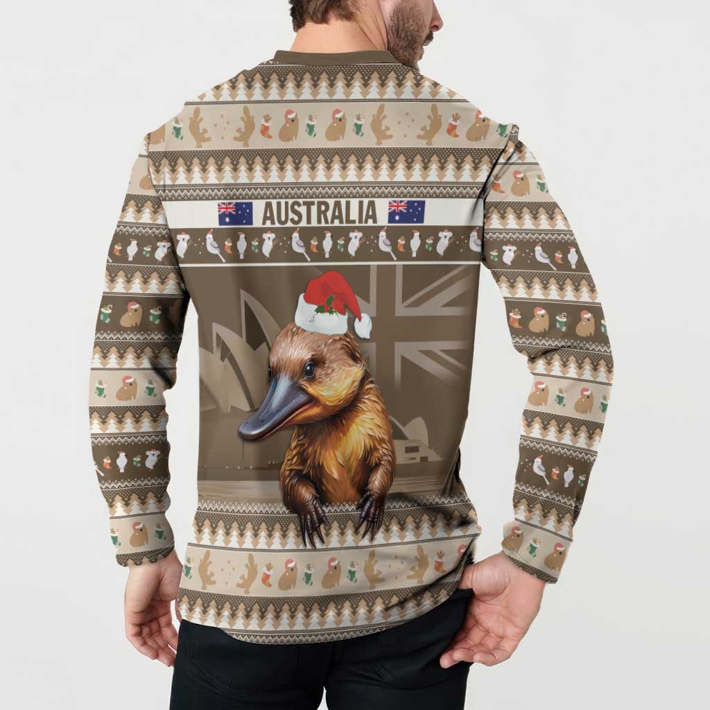 Aussie Platypus Button Sweatshirt Merry Christmas