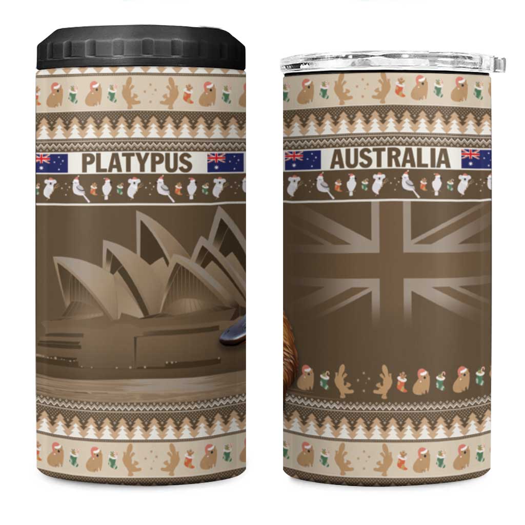 Aussie Platypus 4 in 1 Can Cooler Tumbler Merry Christmas