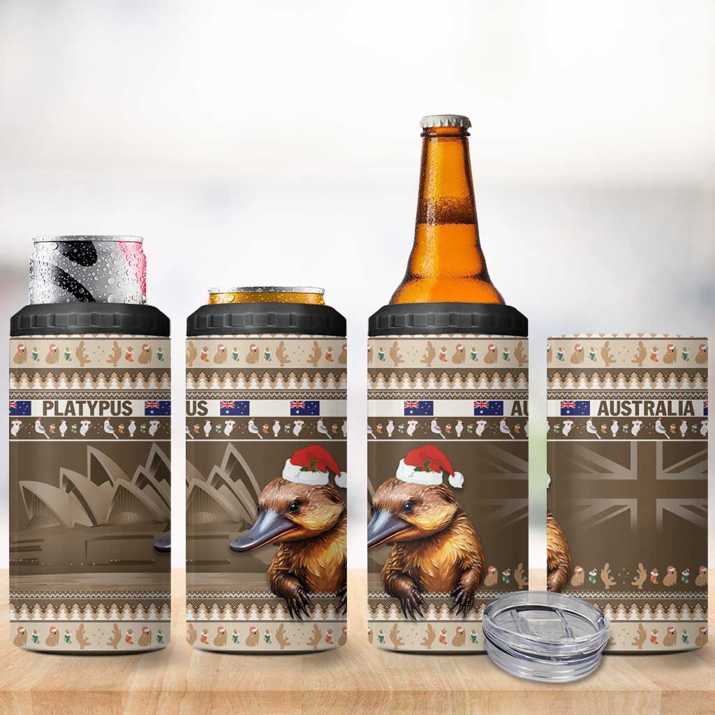 Aussie Platypus 4 in 1 Can Cooler Tumbler Merry Christmas
