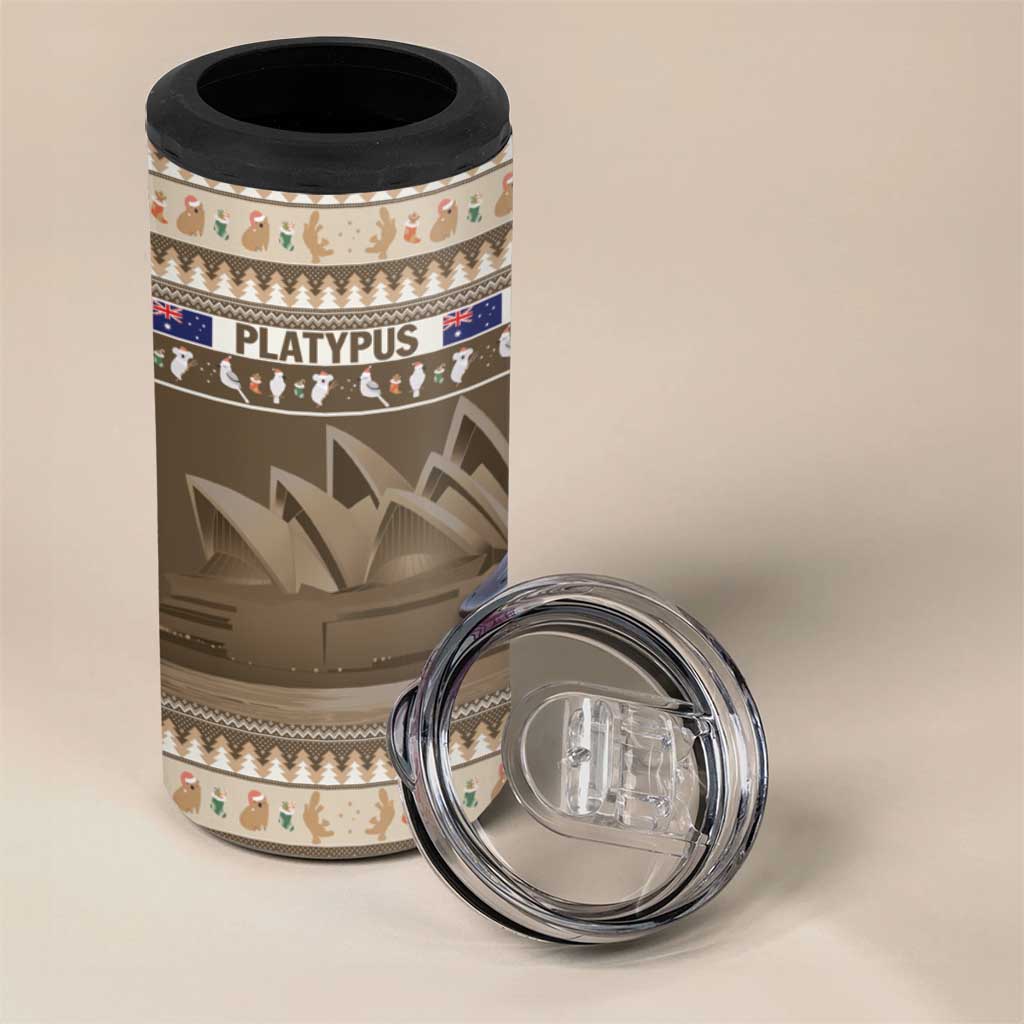 Aussie Platypus 4 in 1 Can Cooler Tumbler Merry Christmas