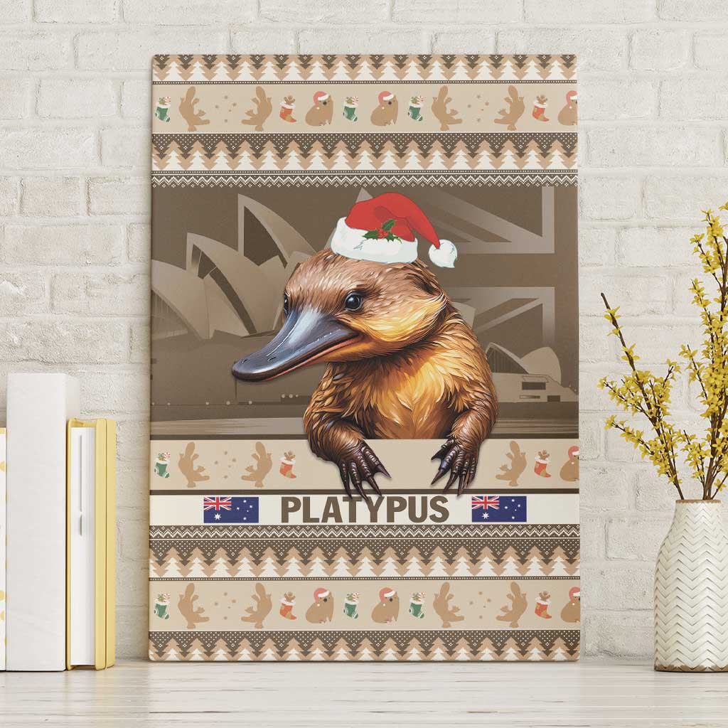Aussie Platypus Canvas Wall Art Merry Christmas