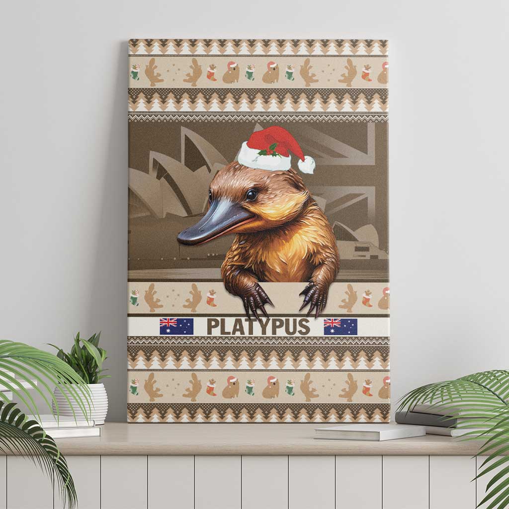 Aussie Platypus Canvas Wall Art Merry Christmas