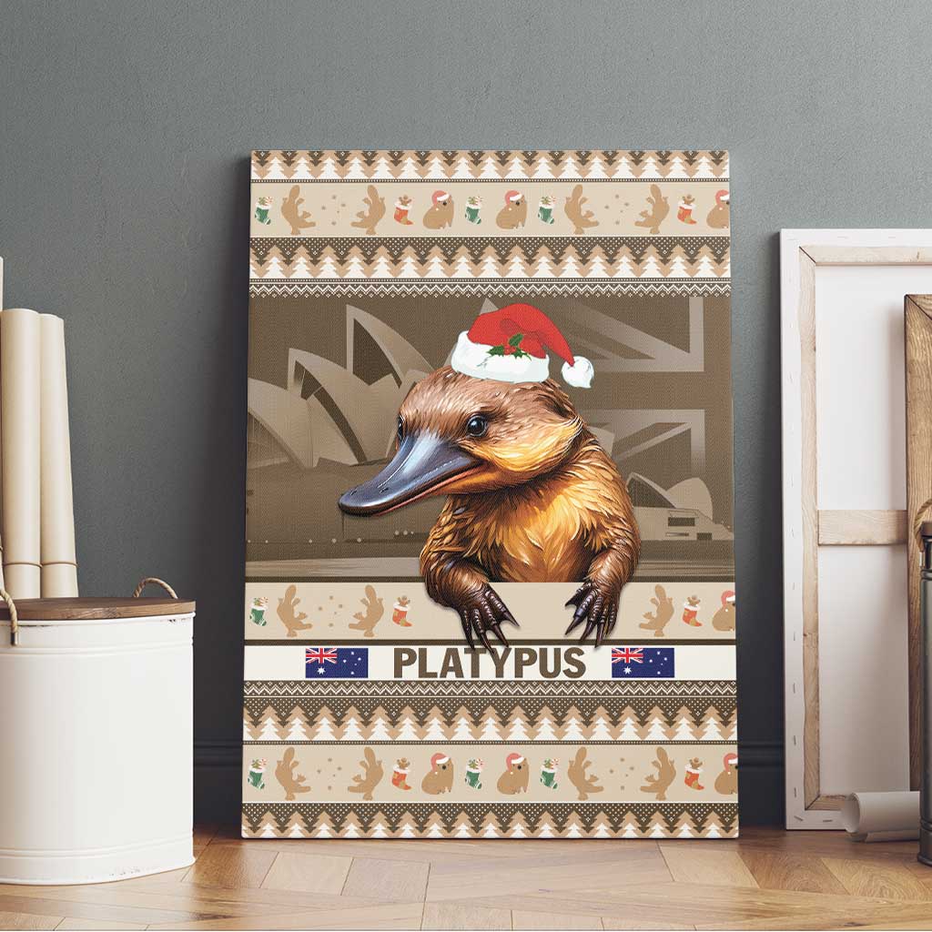 Aussie Platypus Canvas Wall Art Merry Christmas