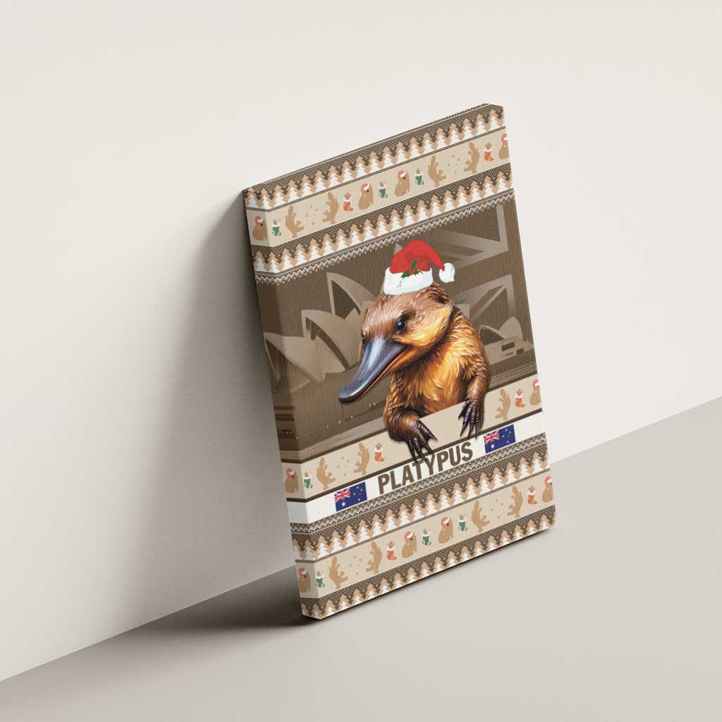 Aussie Platypus Canvas Wall Art Merry Christmas