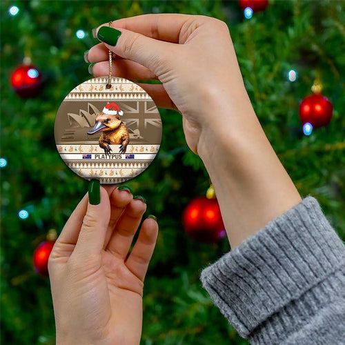 Aussie Platypus Ceramic Ornament Merry Christmas