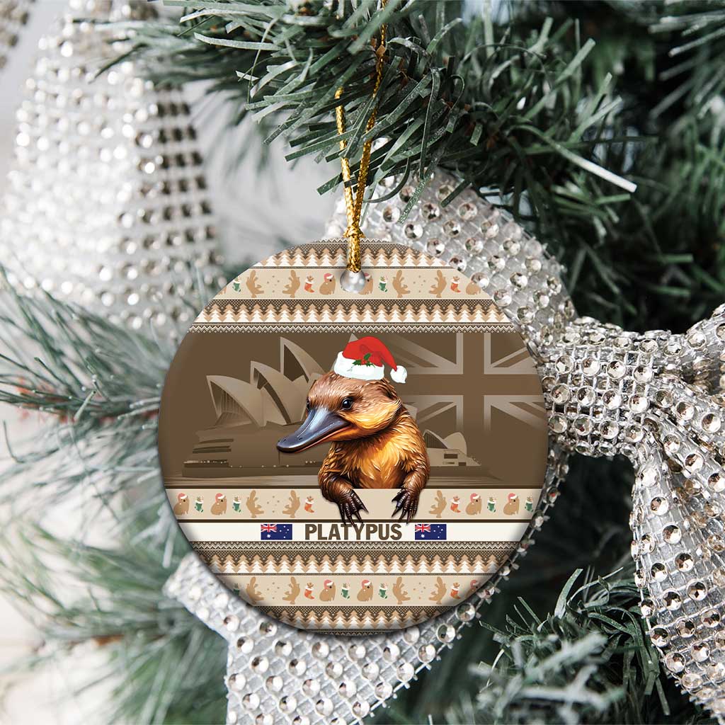 Aussie Platypus Ceramic Ornament Merry Christmas
