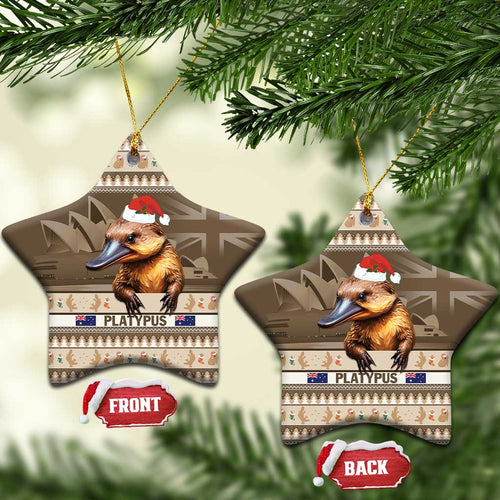 Aussie Platypus Ceramic Ornament Merry Christmas