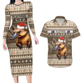 Aussie Platypus Couples Matching Long Sleeve Bodycon Dress and Hawaiian Shirt Merry Christmas