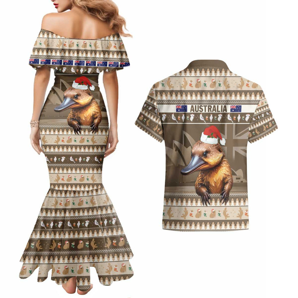 Aussie Platypus Couples Matching Mermaid Dress and Hawaiian Shirt Merry Christmas
