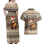 Aussie Platypus Couples Matching Off Shoulder Maxi Dress and Hawaiian Shirt Merry Christmas