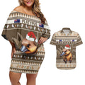 Aussie Platypus Couples Matching Off Shoulder Short Dress and Hawaiian Shirt Merry Christmas