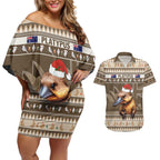 Aussie Platypus Couples Matching Off Shoulder Short Dress and Hawaiian Shirt Merry Christmas