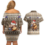 Aussie Platypus Couples Matching Off Shoulder Short Dress and Hawaiian Shirt Merry Christmas