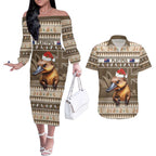Aussie Platypus Couples Matching Off The Shoulder Long Sleeve Dress and Hawaiian Shirt Merry Christmas