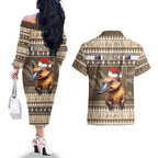 Aussie Platypus Couples Matching Off The Shoulder Long Sleeve Dress and Hawaiian Shirt Merry Christmas