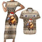 Aussie Platypus Couples Matching Short Sleeve Bodycon Dress and Hawaiian Shirt Merry Christmas