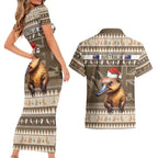 Aussie Platypus Couples Matching Short Sleeve Bodycon Dress and Hawaiian Shirt Merry Christmas
