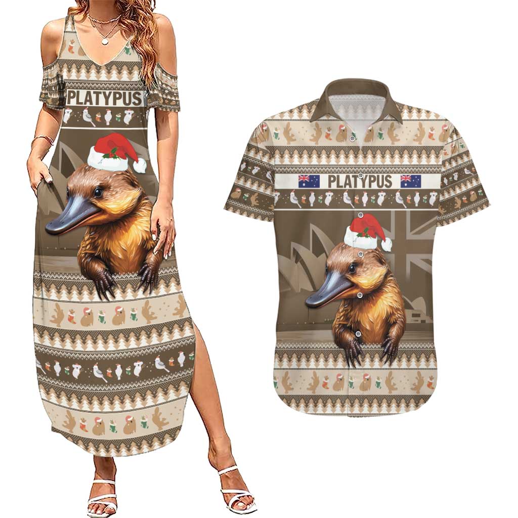 Aussie Platypus Couples Matching Summer Maxi Dress and Hawaiian Shirt Merry Christmas