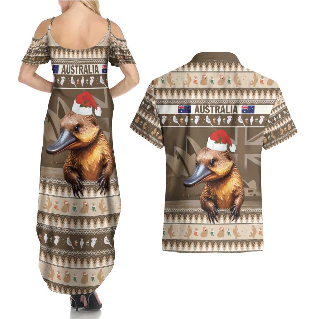 Aussie Platypus Couples Matching Summer Maxi Dress and Hawaiian Shirt Merry Christmas