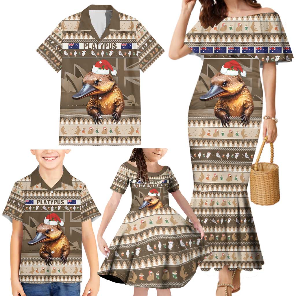 Aussie Platypus Family Matching Mermaid Dress and Hawaiian Shirt Merry Christmas