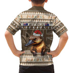 Aussie Platypus Family Matching Off The Shoulder Long Sleeve Dress and Hawaiian Shirt Merry Christmas