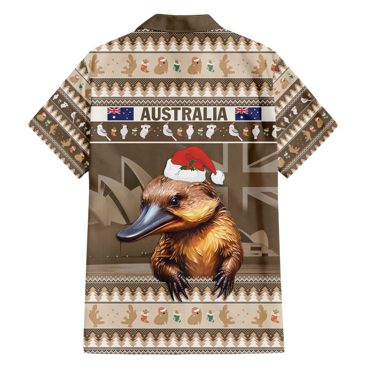 Aussie Platypus Family Matching Off The Shoulder Long Sleeve Dress and Hawaiian Shirt Merry Christmas