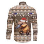 Aussie Platypus Family Matching Off The Shoulder Long Sleeve Dress and Hawaiian Shirt Merry Christmas