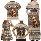 Aussie Platypus Family Matching Off Shoulder Maxi Dress and Hawaiian Shirt Merry Christmas