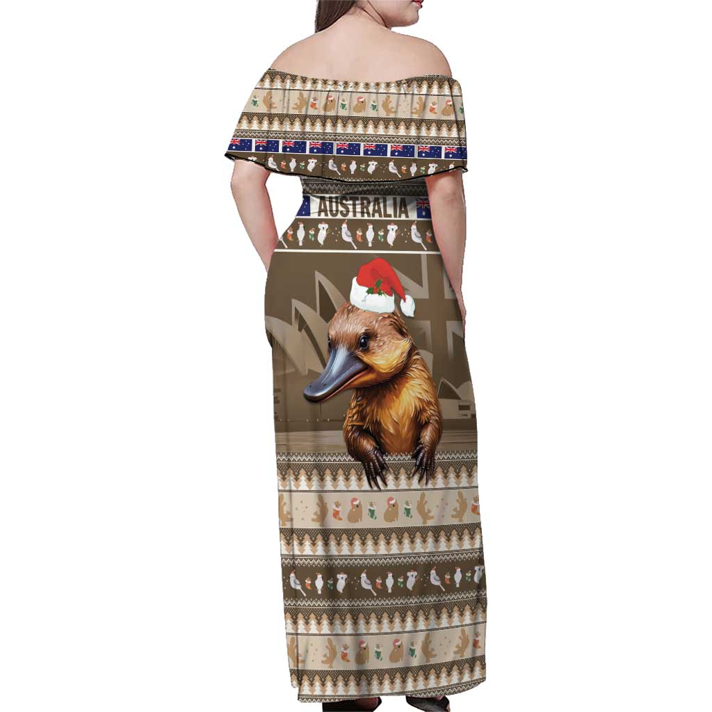 Aussie Platypus Family Matching Off Shoulder Maxi Dress and Hawaiian Shirt Merry Christmas