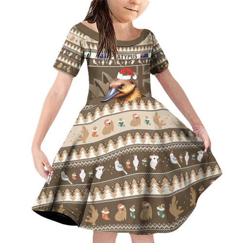 Aussie Platypus Family Matching Off Shoulder Short Dress and Hawaiian Shirt Merry Christmas