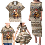 Aussie Platypus Family Matching Puletasi and Hawaiian Shirt Merry Christmas
